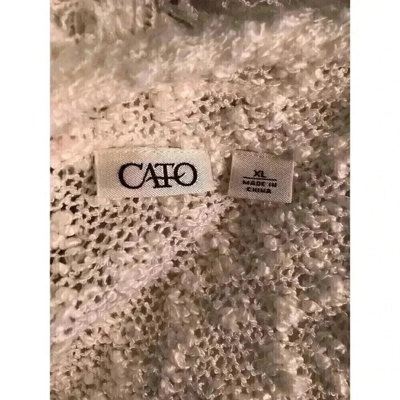 Cato Womens XL Ivory Open Knit Open Front Fringed Sweater L/S - Picture 5 of 6